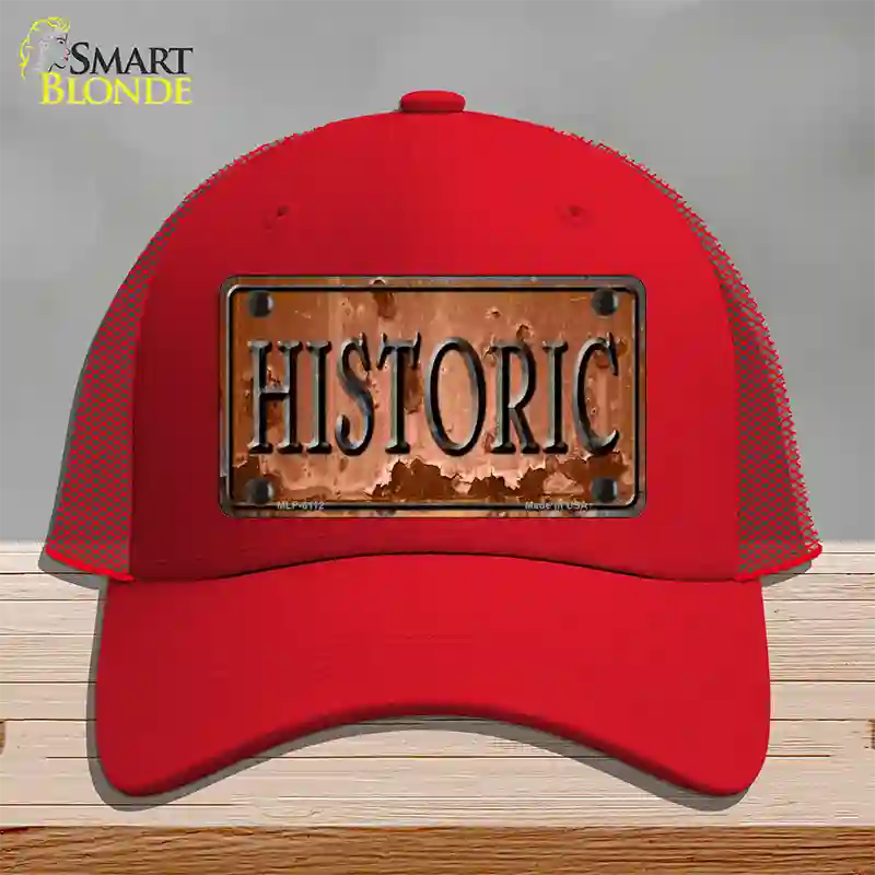 Historic Novelty License Plate Hat Mesh / Red