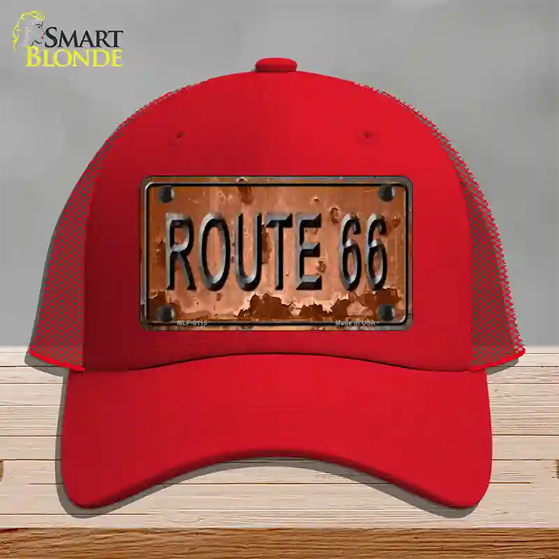 Route 66 Rusty Novelty License Plate Hat Mesh / Red