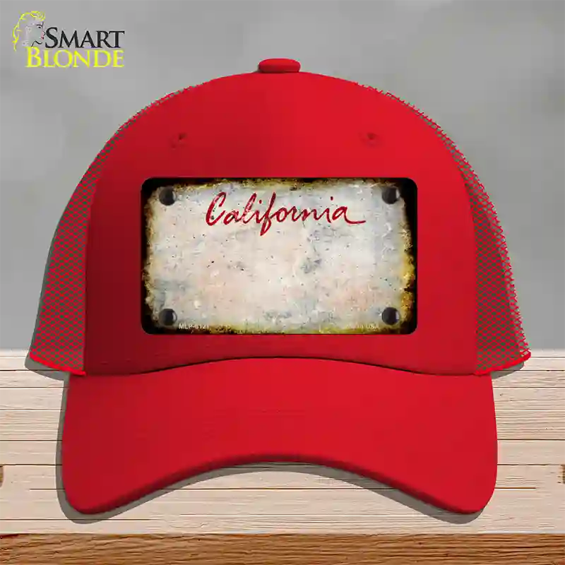 California Rusty Blank Novelty License Plate Hat Mesh / Red