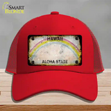 Hawaii Rusty Blank Novelty License Plate Hat Mesh / Red