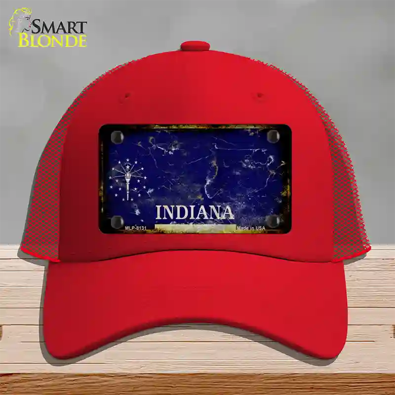 Inidana Rusty Blank Novelty License Plate Hat Mesh / Red