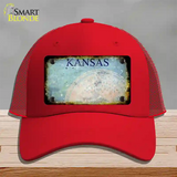 Kansas Rusty Blank Novelty License Plate Hat Mesh / Red