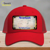 Massachusetts Rusty Blank Novelty License Plate Hat Mesh / Red