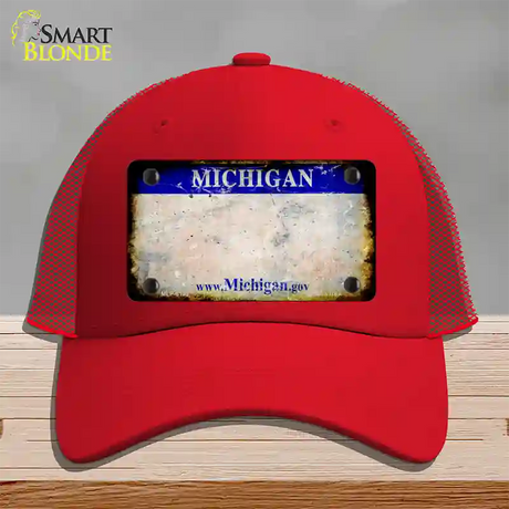 Michigan Gov Rusty Blank Novelty License Plate Hat Mesh / Red