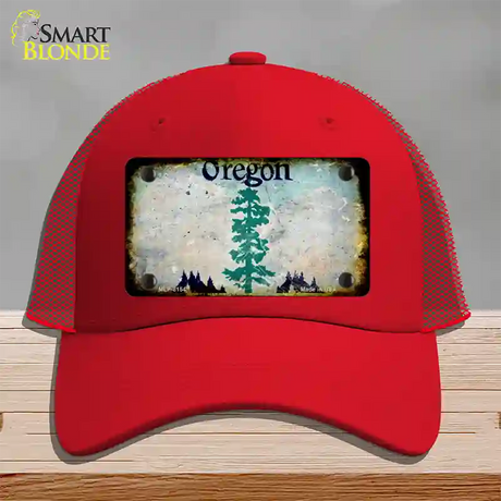 Oregon Rusty Blank Novelty License Plate Hat Mesh / Red