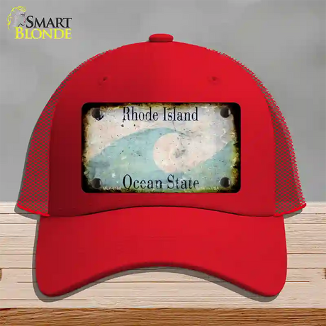 Rhode Island Rusty Blank Novelty License Plate Hat Mesh / Red