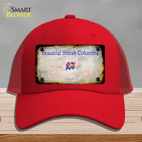 British Columbia Rusty Blank Novelty License Plate Hat Mesh / Red