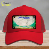 Manitoba Rusty Blank Novelty License Plate Hat Mesh / Red