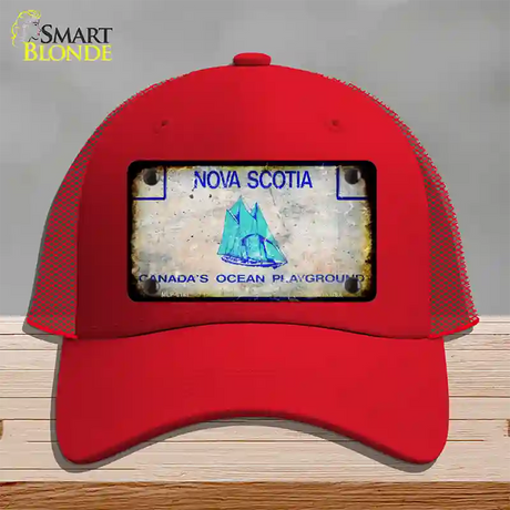 Nova Scotia Rusty Blank Novelty License Plate Hat Mesh / Red