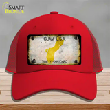 Guam Rusty Blank Novelty License Plate Hat Mesh / Red