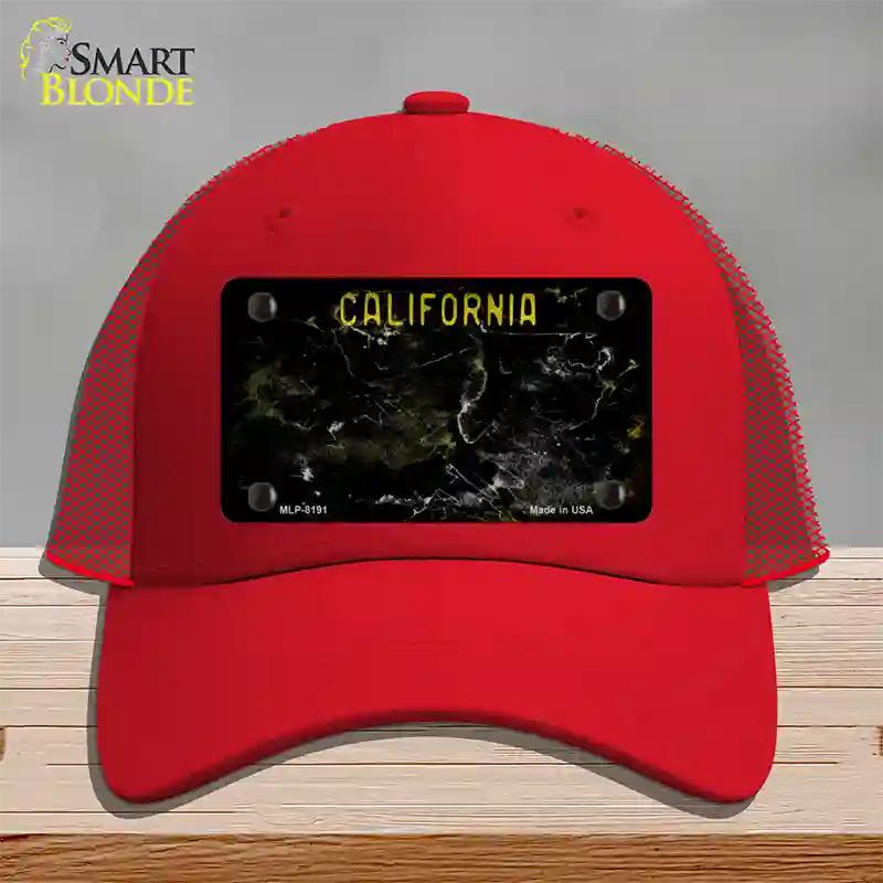 California Black Rusty Blank Novelty License Plate Hat Mesh / Red