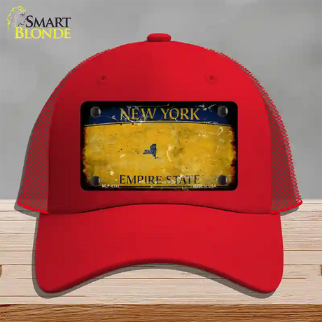 New York Yellow Rusty Blank Novelty License Plate Hat Mesh / Red