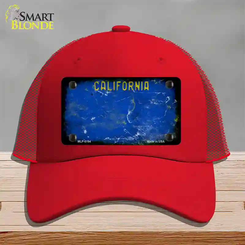 California Blue Rusty Blank Novelty License Plate Hat Mesh / Red