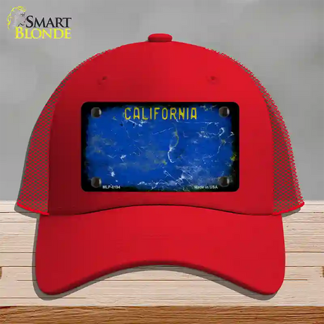 California Blue Rusty Blank Novelty License Plate Hat Mesh / Red