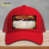 Nebraska Amber Rusty Blank Novelty License Plate Hat Mesh / Red