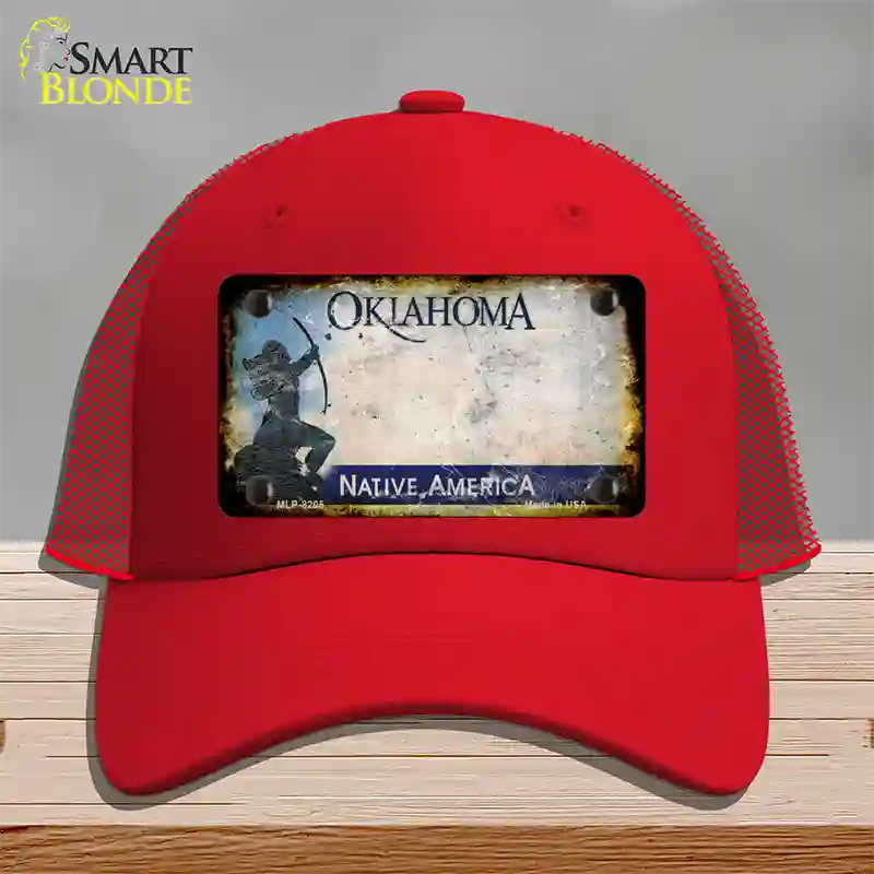 Oklahoma Arrow Rusty Blank Novelty License Plate Hat Mesh / Red