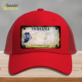 Indiana Rusty Blank Novelty License Plate Hat Mesh / Red