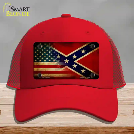 American Confederate Flag Novelty License Plate Hat Mesh / Red