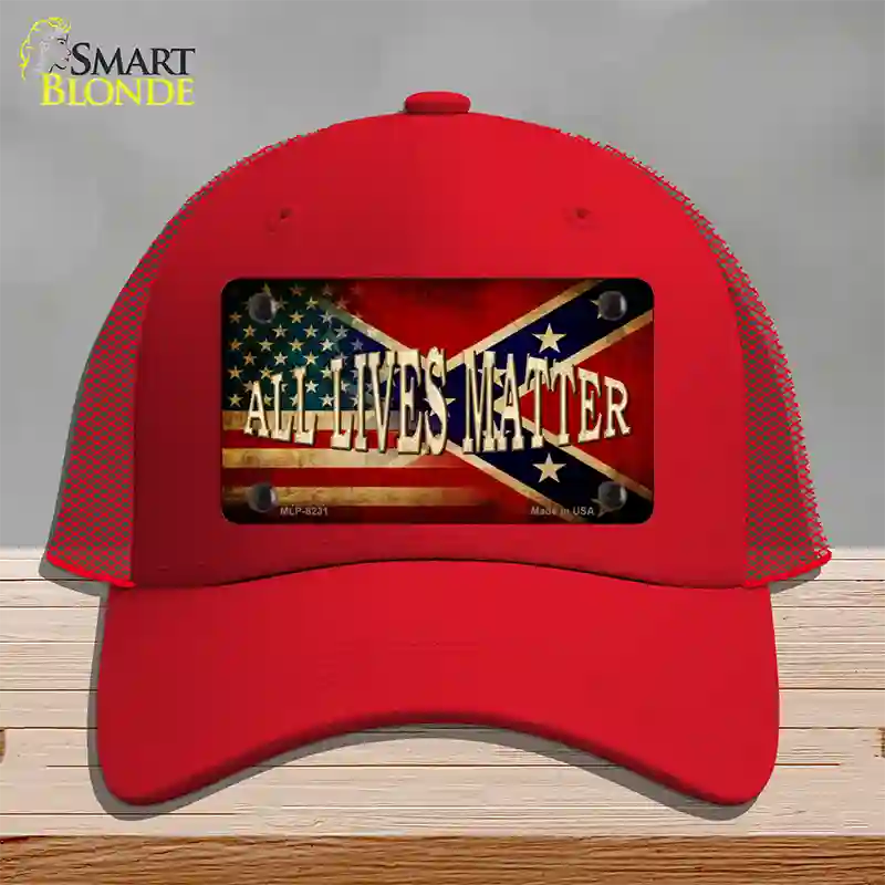 All Lives Matter Flag Novelty License Plate Hat Mesh / Red