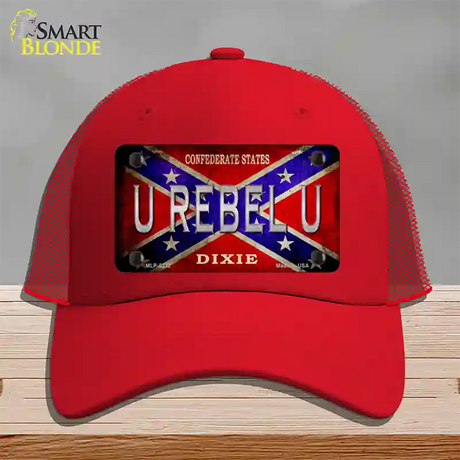 U Rebel U Novelty License Plate Hat Mesh / Red