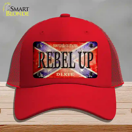 Rebel Up Novelty License Plate Hat Mesh / Red