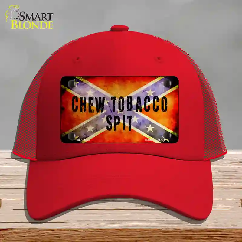 Chew Tobacco Spit Novelty License Plate Hat Mesh / Red