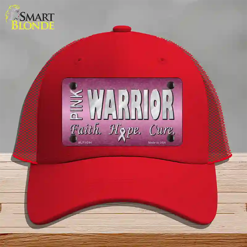 Pink Warrior Novelty License Plate Hat Mesh / Red