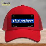 Blue Lives Matter Black Novelty License Plate Hat Mesh / Red