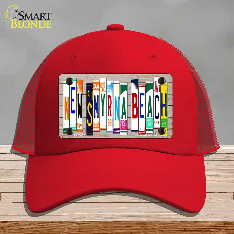 New Smyrna Beach Plate Art Novelty License Plate Hat Mesh / Red