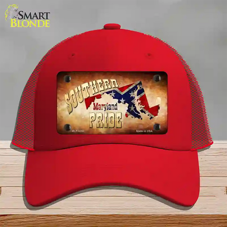 Southern Pride Maryland Novelty License Plate Hat Mesh / Red