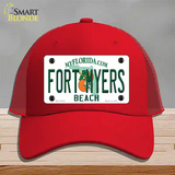 Fort Myers Beach Novelty License Plate Hat Mesh / Red