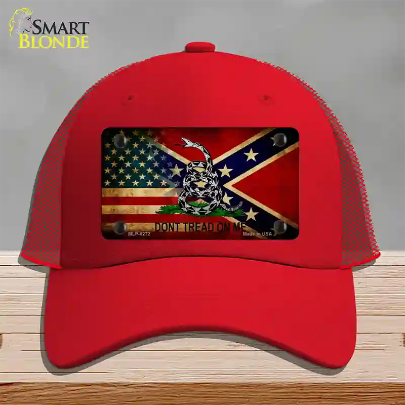 American Confederate Dont Tread Novelty License Plate Hat Mesh / Red