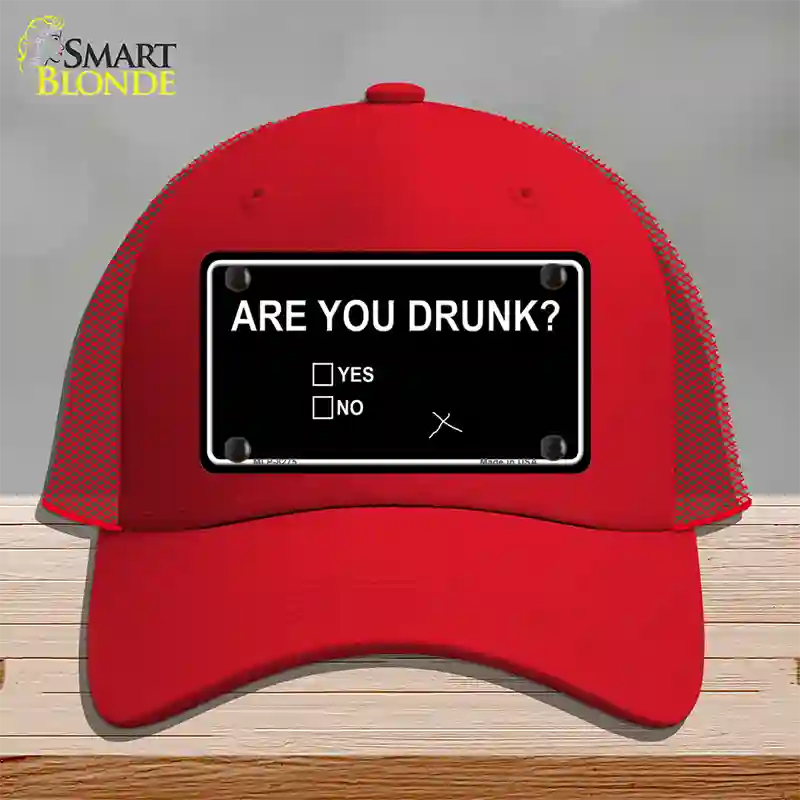 Are You Drunk Novelty License Plate Hat Mesh / Red