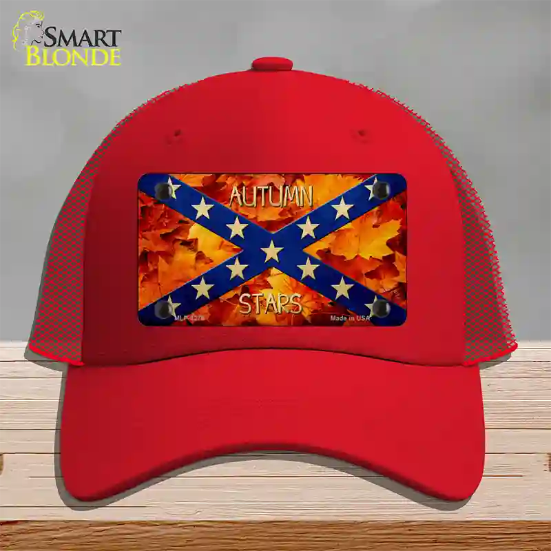 Autumn Stars Novelty License Plate Hat Mesh / Red