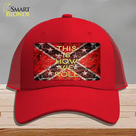 This Is How We Roll Novelty License Plate Hat Mesh / Red