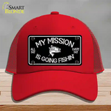 My Mission Is Fishin Novelty License Plate Hat Mesh / Red