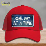 One Day At A Time Novelty License Plate Hat Mesh / Red