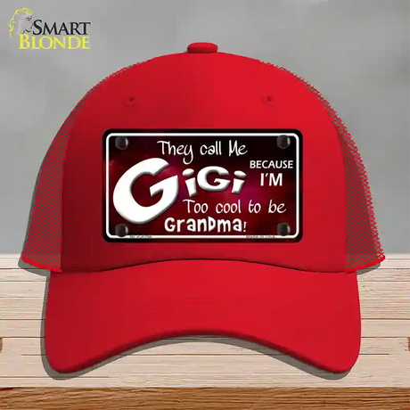 They Call Me Gigi Novelty License Plate Hat Mesh / Red