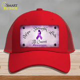 All Cancer Awareness Novelty License Plate Hat Mesh / Red