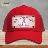 Breast Cancer Ribbon Pink Novelty License Plate Hat Mesh / Red