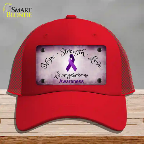 Leiomyosarcoma Cancer Ribbon Novelty License Plate Hat Mesh / Red