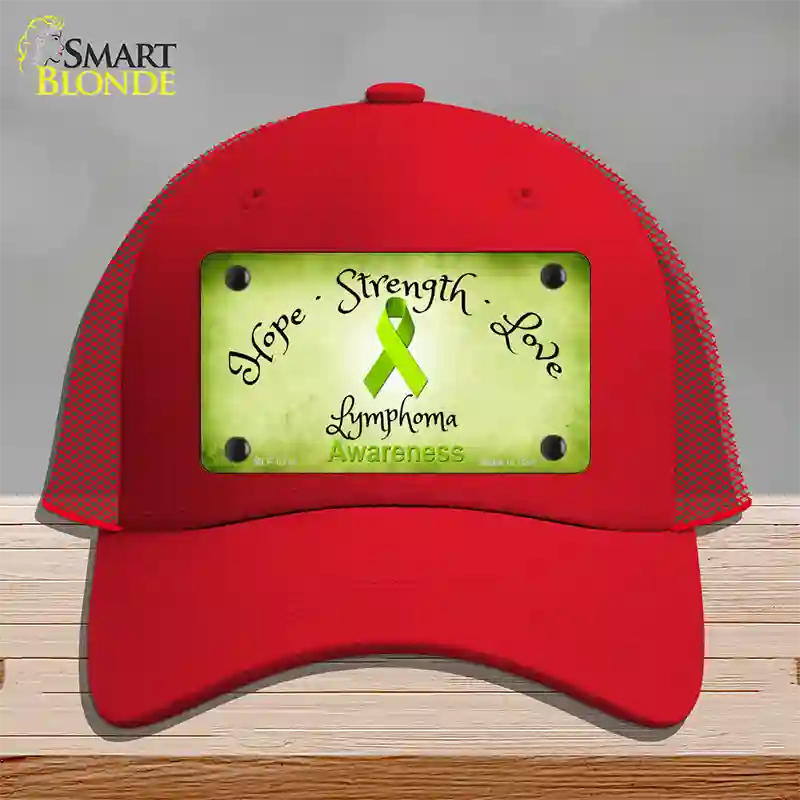 Lymphoma Cancer Ribbon Novelty License Plate Hat Mesh / Red