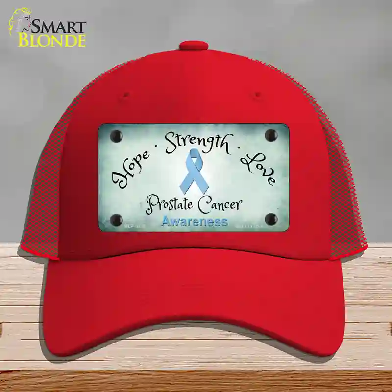 Prostate Ribbon Novelty License Plate Hat Mesh / Red