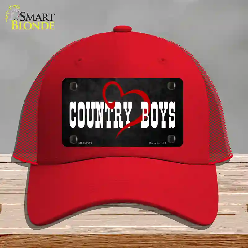 Country Boys Novelty License Plate Hat Mesh / Red