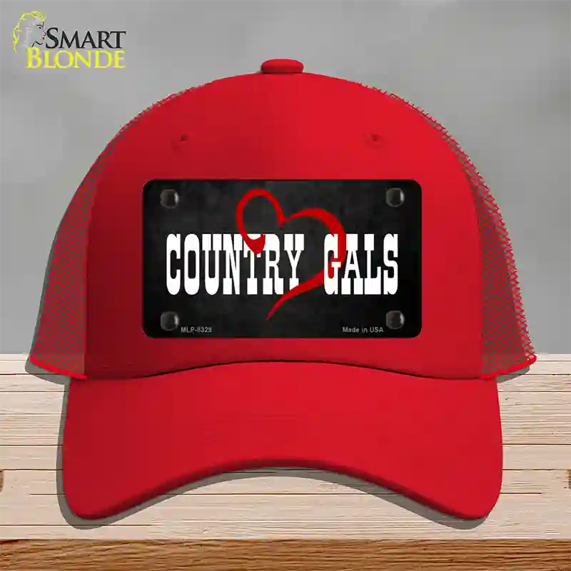 Country Gals Novelty License Plate Hat Mesh / Red