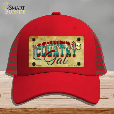 Country Gal Novelty License Plate Hat Mesh / Red