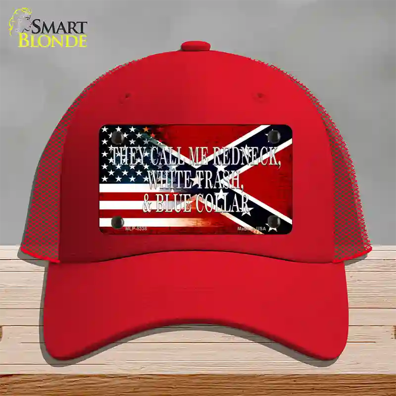 They Call Me Redneck Novelty License Plate Hat Mesh / Red