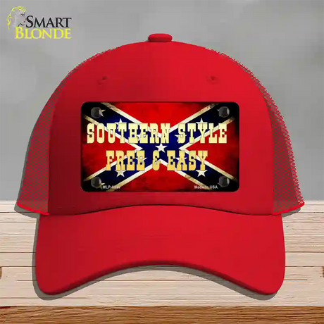 Southern Style Novelty License Plate Hat Mesh / Red