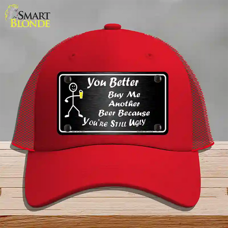 Buy Me Another Beer Novelty License Plate Hat Mesh / Red