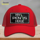 My Pen Is Huge Novelty License Plate Hat Mesh / Red